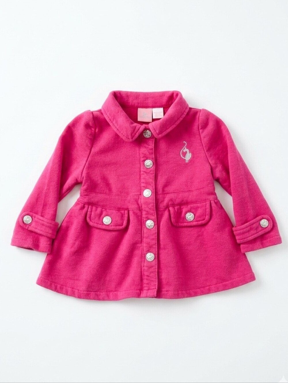 Vintage Y2K Baby Phat Girls Pink Fleece Trench Coat Jacket Cat Logo 18M